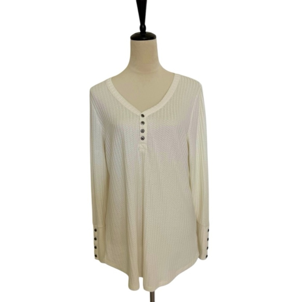 Chaser Thermal Waffle Knit V-Neck Long Sleeve Henley Shirt Size XL